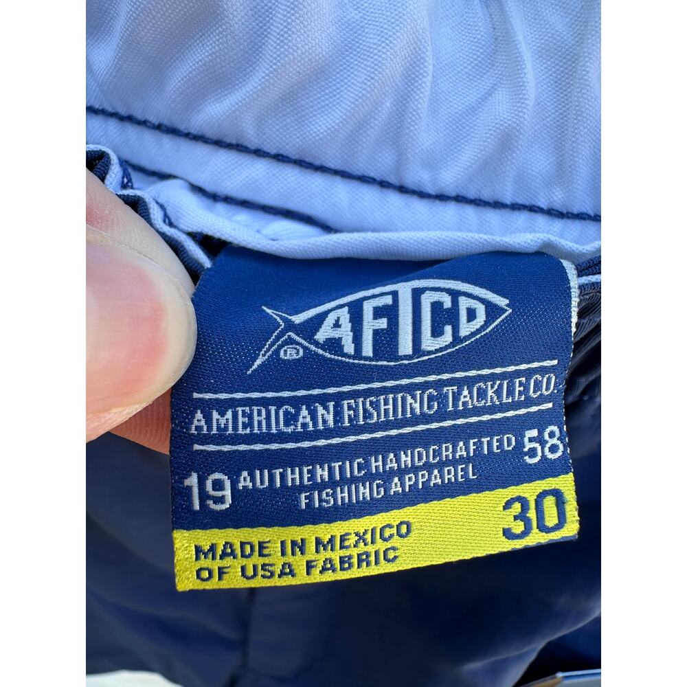 AFTCO Men's Blue Flat Front Shorts - Picture 6 of 8